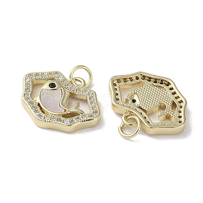 Brass Micro Pave Cubic Zirconia Pendants KK-G485-27A-G-1