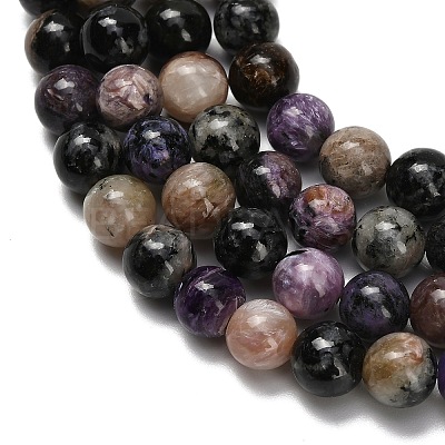 Natural Charoite Beads Strands G-G300-A01-8mm-1