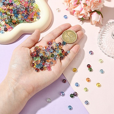 111Pcs Electroplate Transparent Colours Rainbow Glass Seed Beads SEED-YW0002-93A-1
