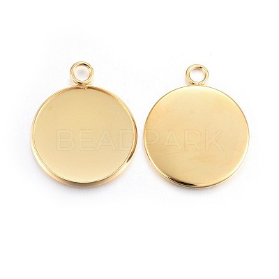 Rack Plating 304 Stainless Steel Pendant Cabochon Settings X-STAS-F191-14G-G-1