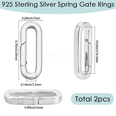 2Pcs 925 Sterling Silver Spring Gate Rings STER-SC0001-60-1
