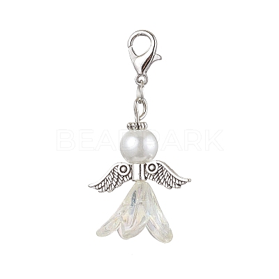Wedding Season Angel Glass Pearl & Acrylic Pendant Decorations HJEW-JM01921-1