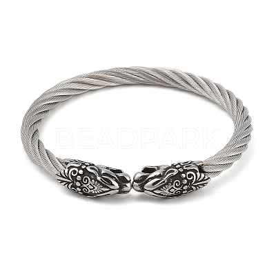 Viking 304 Stainless Steel Open Cuff Bangles for Men BJEW-U001-06D-AS-1