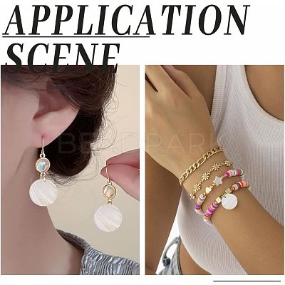 Flat Round Sea Shell Pendants SHEL-AR0001-17-1