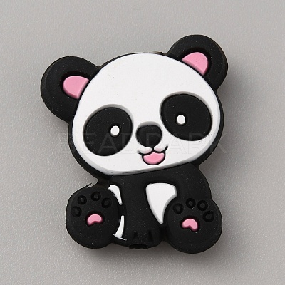 Panda Silicone Beads SIL-WH0002-82C-1