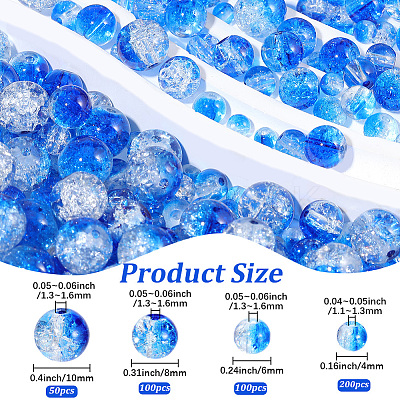 450Pcs 4 Styles Spray Painted Crackle Glass Beads CCG-PA0001-09D-1