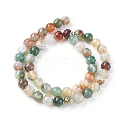 Natural Striped Agate/Banded Agate Beads Strands X1-G-G582-6mm-49-1