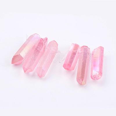 Electroplated Natural Quartz Crystal Graduated Beads Strands G-P315-A08-1