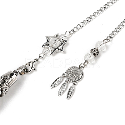 Natural Quartz Crystal Cone Dowsing Pendulum Big Pointed Pendants AJEW-Z041-01F-AS-1