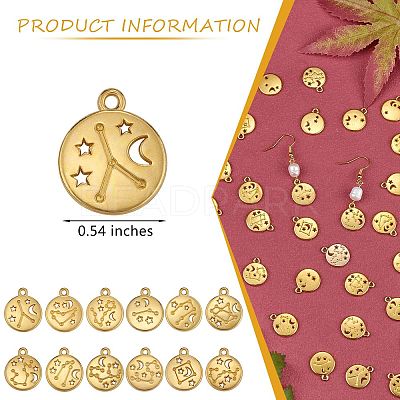 84 Pieces Zodiac Sign Charm Pendants 12 Constellation Charm Pendant Alloy Charm for Jewelry Necklace Earring Making Crafts JX557B-1