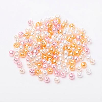 Barely Pink Mix Pearlized Glass Pearl Beads HY-X006-4mm-01-1