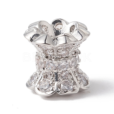 Eco-Friendly Rack Plating Brass Micro Pave Cubic Zirconia Double Sided Bead Caps KK-F835-25A-P-1