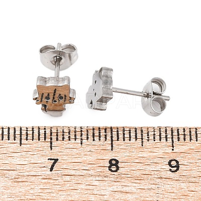 Tarnish Resistant 304 Stainless Steel Kitten Stud Earrings X-EJEW-F227-08P-1