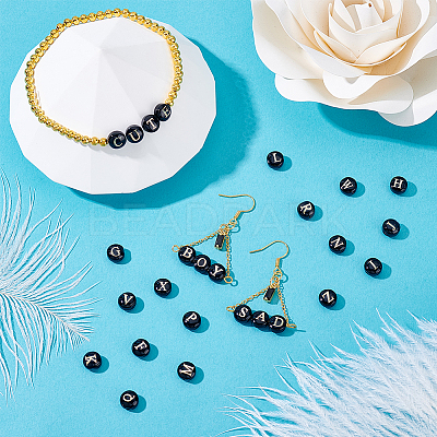32Pcs 26 Style Natural Black Stone and Gold Enamel Beads G-PH0003-23-1