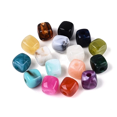 Two Tone Opaque Acrylic Beads OACR-Q205-04-1