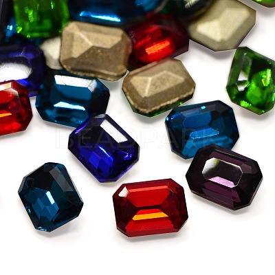Faceted Rectangle K9 Glass Pointed Back Rhinestone Cabochons RGLA-A017-6x8mm-SM-1