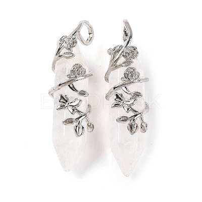 Natural Quartz Crystal Double Terminal Pointed Pendants G-C144-03P-05-1