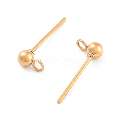 Ion Plating(IP) 304 Stainless Steel Ball Post Stud Earring Findings X-STAS-E163-44G-1