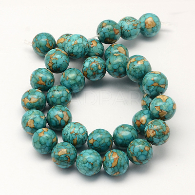 Dyed Synthetic Turquoise Round Bead Strands TURQ-Q100-01D-01-1