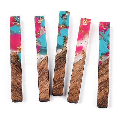 Transparent Resin & Walnut Wood Pendants RESI-N039-24F-1