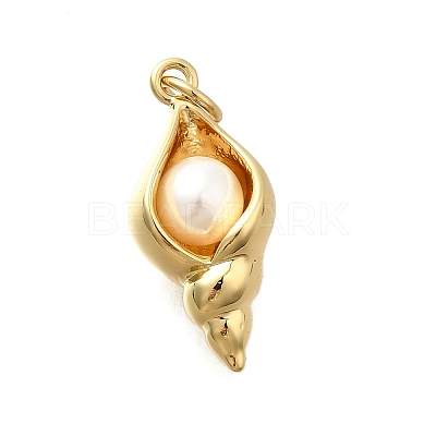 Brass & ABS Imitation Pearl Pendants KK-D339-18G-1