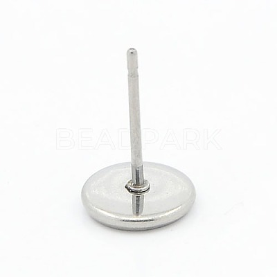 Tarnish Resistant 304 Stainless Steel Flat Round Stud Earring Settings STAS-I017-03-1