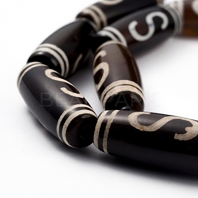 Tibetan Style Money Hook dZi Beads Strands TDZI-O003-29D-1