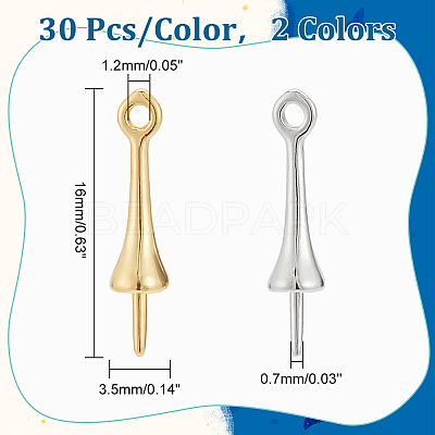 60Pcs 2 Colors Brass Peg Bails KK-PH0006-06-1