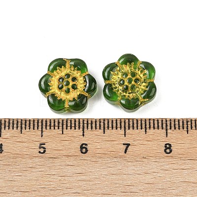 Baking Paint and Golden Metal Enlaced Glass Beads DGLA-T004-10J-1