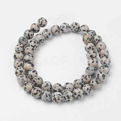 Natural Dalmatian Jasper Bead Strands G-G735-68-8mm-1