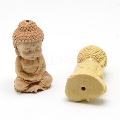 Carved Undyed BoxNatural Wood Beads WOOD-T006-12-1