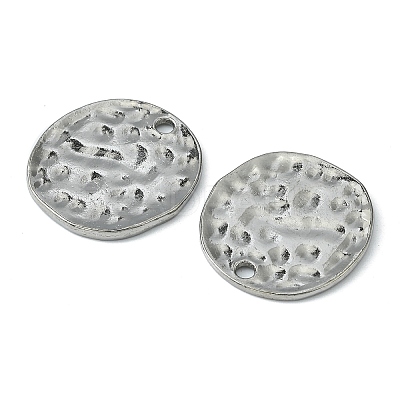 Alloy Blank Flat Round Hammered Pendants PALLOY-M031-07B-1