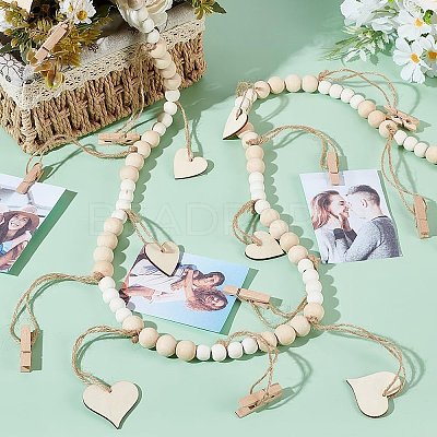 Heart Wooden Beads Hanging Clips HJEW-GO00067-1