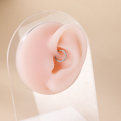 F136 Titanium Alloy Micro Pave Clear Cubic Zirconia Cartilage Earrings WG72C09-05-1-1
