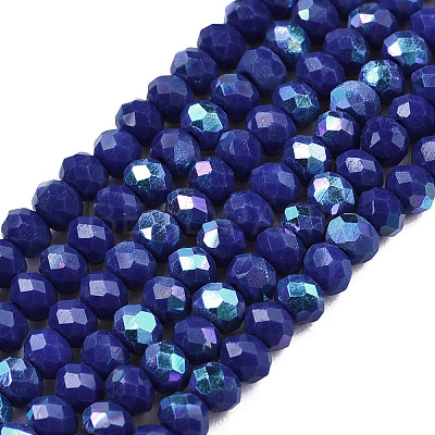 Electroplate Opaque Solid Color Glass Beads Strands EGLA-A044-P2mm-L07-1