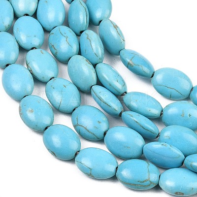 Dyed Synthetical Turquoise Oval Bead Strand G-P083-89G-1
