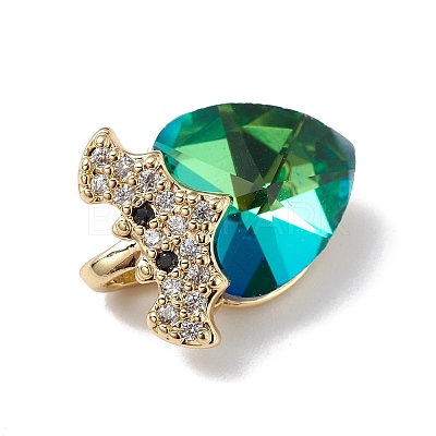 Real 18K Gold Plated Rack Plating Brass Micro Pave Clear Cubic Zirconia Pendants KK-C015-10G-07-1