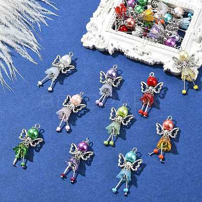 30Pcs 10 Styles Handmade Glass Pearl Beads Pendants PALLOY-CJD00004-1