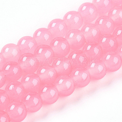 Baking Paint Imitation Jade Glass Round Bead Strands DGLA-Q021-6mm-03-1
