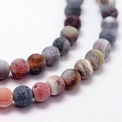 Frosted Natural Weathered Agate Beads Strands G-F367-6mm-07-1