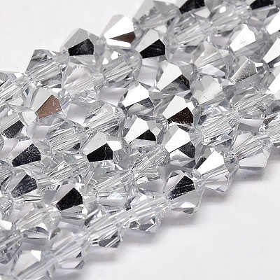 Electroplate Faceted Bicone Imitation Austrian Crystal Glass Beads Strands GLAA-F029-5x5mm-B01-1