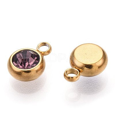 201 Stainless Steel Rhinestone Charms X-STAS-S068-06G-1