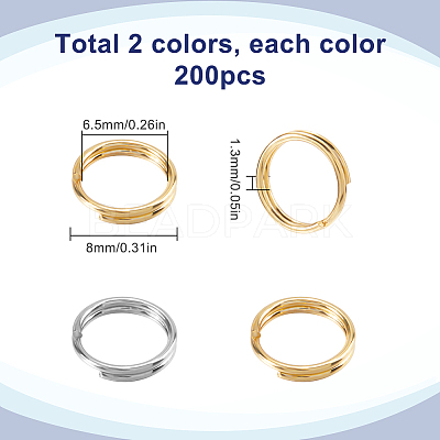 2 Colors 304 Stainless Steel Split Rings STAS-SC0009-25C-1