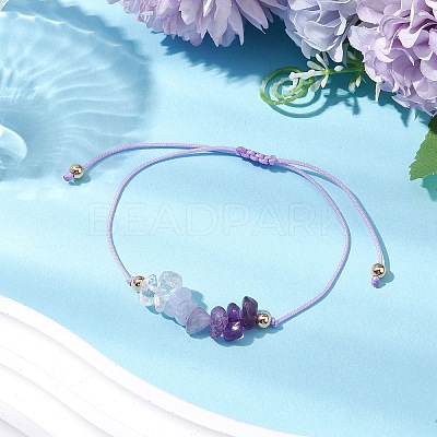 Gemstone Braided Bead Bracelet BJEW-JB11013-02-1