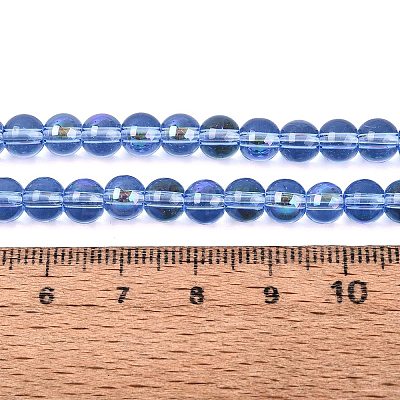 Transparent Electroplate Glass Beads Strands EGLA-Q132-6MM-01A-16-1