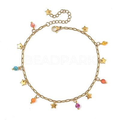 Dyed Natural Freshwater Shell Anklets AJEW-AN00850-1