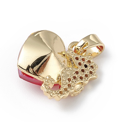 Real 18K Gold Plated Rack Plating Brass Micro Pave Cubic Zirconia Pendants KK-C015-02G-11-1
