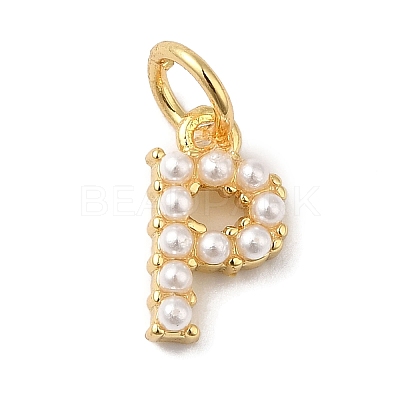 Rack Plating Brass with ABS Plastic Imitation Pearl Charms KK-B092-30P-G-1