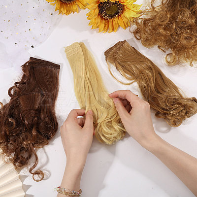 4Pcs 4 Colors PP Doll Wig Long Curly Hair DIY-GL0006-20B-1