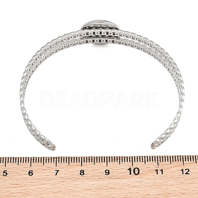 304 Stainless Steel Blank Cuff Bangle Bases with Flat Round Tray SA-CBA82C8-05A-P-1